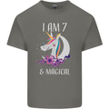 7 Year Old Birthday Magical Unicorn 7th Kids T-Shirt Childrens Charcoal
