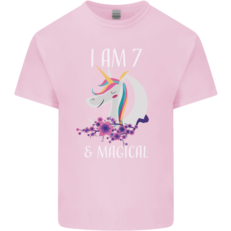 7 Year Old Birthday Magical Unicorn 7th Kids T-Shirt Childrens Light Pink