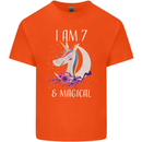 7 Year Old Birthday Magical Unicorn 7th Kids T-Shirt Childrens Orange