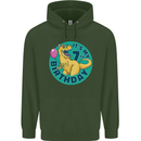 7th Birthday Dinosaur T-Rex 7 Year Old Childrens Kids Hoodie Forest Green