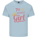 7th Birthday Girl 7 Year Old Princess Kids T-Shirt Childrens Light Blue