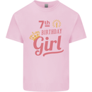 7th Birthday Girl 7 Year Old Princess Kids T-Shirt Childrens Light Pink
