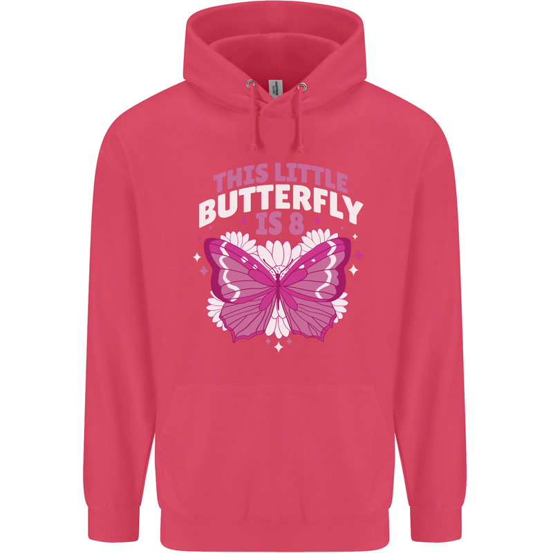 8 Year Old Birthday Butterfly 8th Childrens Kids Hoodie Heliconia
