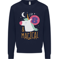 8 Year Old Birthday Girl Magical Unicorn 8th Kids Sweatshirt Jumper Navy Blue