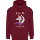 8 Year Old Birthday Magical Unicorn 8th Childrens Kids Hoodie Maroon