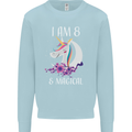 8 Year Old Birthday Magical Unicorn 8th Kids Sweatshirt Jumper Light Blue