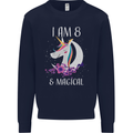 8 Year Old Birthday Magical Unicorn 8th Kids Sweatshirt Jumper Navy Blue