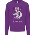 8 Year Old Birthday Magical Unicorn 8th Kids Sweatshirt Jumper Purple