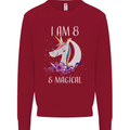 8 Year Old Birthday Magical Unicorn 8th Kids Sweatshirt Jumper Red