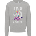 8 Year Old Birthday Magical Unicorn 8th Kids Sweatshirt Jumper Sports Grey