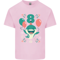 8th Shark Birthday 8 Years Old Kids T-Shirt Childrens Light Pink