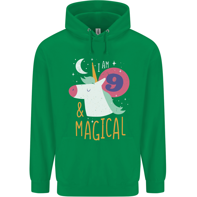 9 Year Old Birthday Girl Magical Unicorn 9th Childrens Kids Hoodie Irish Green