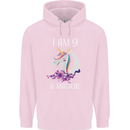 9 Year Old Birthday Magical Unicorn 9th Childrens Kids Hoodie Light Pink