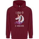 9 Year Old Birthday Magical Unicorn 9th Childrens Kids Hoodie Maroon