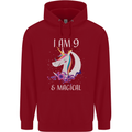 9 Year Old Birthday Magical Unicorn 9th Childrens Kids Hoodie Red