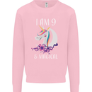 9 Year Old Birthday Magical Unicorn 9th Kids Sweatshirt Jumper Light Pink