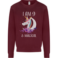 9 Year Old Birthday Magical Unicorn 9th Kids Sweatshirt Jumper Maroon