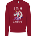 9 Year Old Birthday Magical Unicorn 9th Kids Sweatshirt Jumper Red