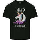 9 Year Old Birthday Magical Unicorn 9th Kids T-Shirt Childrens Black