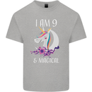 9 Year Old Birthday Magical Unicorn 9th Kids T-Shirt Childrens Sports Grey