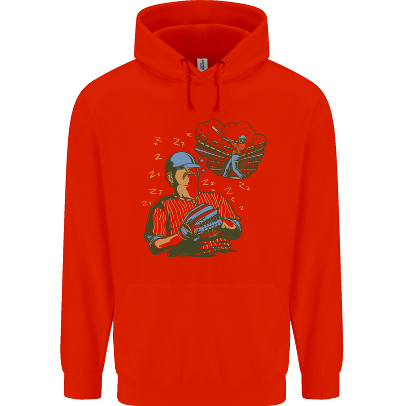 A Baseball Player Childrens Kids Hoodie Bright Red