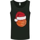 A Basketball Wearing a Christmas Hat Xmas Mens Vest Tank Top Black