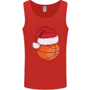 A Basketball Wearing a Christmas Hat Xmas Mens Vest Tank Top Red