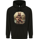 A Bear Playing a Ukulele Acoustic Guitar Mens 80% Cotton Hoodie Black