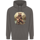 A Bear Playing a Ukulele Acoustic Guitar Mens 80% Cotton Hoodie Charcoal
