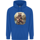 A Bear Playing a Ukulele Acoustic Guitar Mens 80% Cotton Hoodie Royal Blue