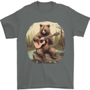 A Bear Playing a Ukulele Acoustic Guitar Mens T-Shirt 100% Cotton Charcoal