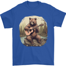 A Bear Playing a Ukulele Acoustic Guitar Mens T-Shirt 100% Cotton Royal Blue