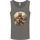 A Bear Playing a Ukulele Acoustic Guitar Mens Vest Tank Top Charcoal