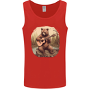 A Bear Playing a Ukulele Acoustic Guitar Mens Vest Tank Top Red