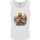A Bear Playing a Ukulele Acoustic Guitar Mens Vest Tank Top White