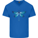 A Blue Dragonfly Mens V-Neck Cotton T-Shirt Royal Blue