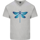 A Blue Dragonfly Mens V-Neck Cotton T-Shirt Sports Grey