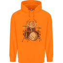 A Cat Drummer Drumming Childrens Kids Hoodie Orange