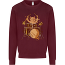 A Cat Drummer Drumming Kids Sweatshirt Jumper Maroon