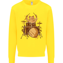 A Cat Drummer Drumming Kids Sweatshirt Jumper Yellow