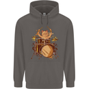 A Cat Drummer Drumming Mens 80% Cotton Hoodie Charcoal