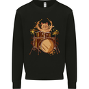 A Cat Drummer Drumming Mens Sweatshirt Jumper Black