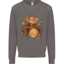 A Cat Drummer Drumming Mens Sweatshirt Jumper Charcoal