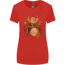A Cat Drummer Drumming Womens Wider Cut T-Shirt Red