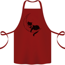 A Cat Reading a Book on the Moon Cotton Apron 100% Organic Maroon