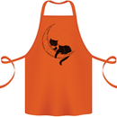 A Cat Reading a Book on the Moon Cotton Apron 100% Organic Orange