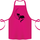A Cat Reading a Book on the Moon Cotton Apron 100% Organic Pink