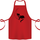 A Cat Reading a Book on the Moon Cotton Apron 100% Organic Red