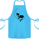 A Cat Reading a Book on the Moon Cotton Apron 100% Organic Turquoise