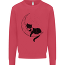 A Cat Reading a Book on the Moon Kids Sweatshirt Jumper Heliconia